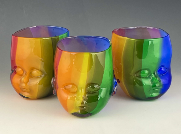 3 Rainbow Baby Head Cups