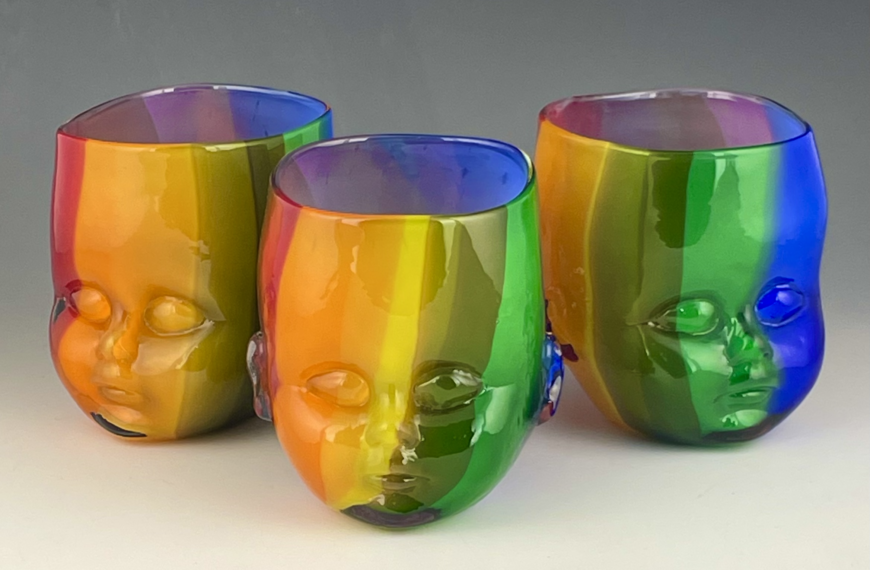 3 Rainbow Baby Head Cups