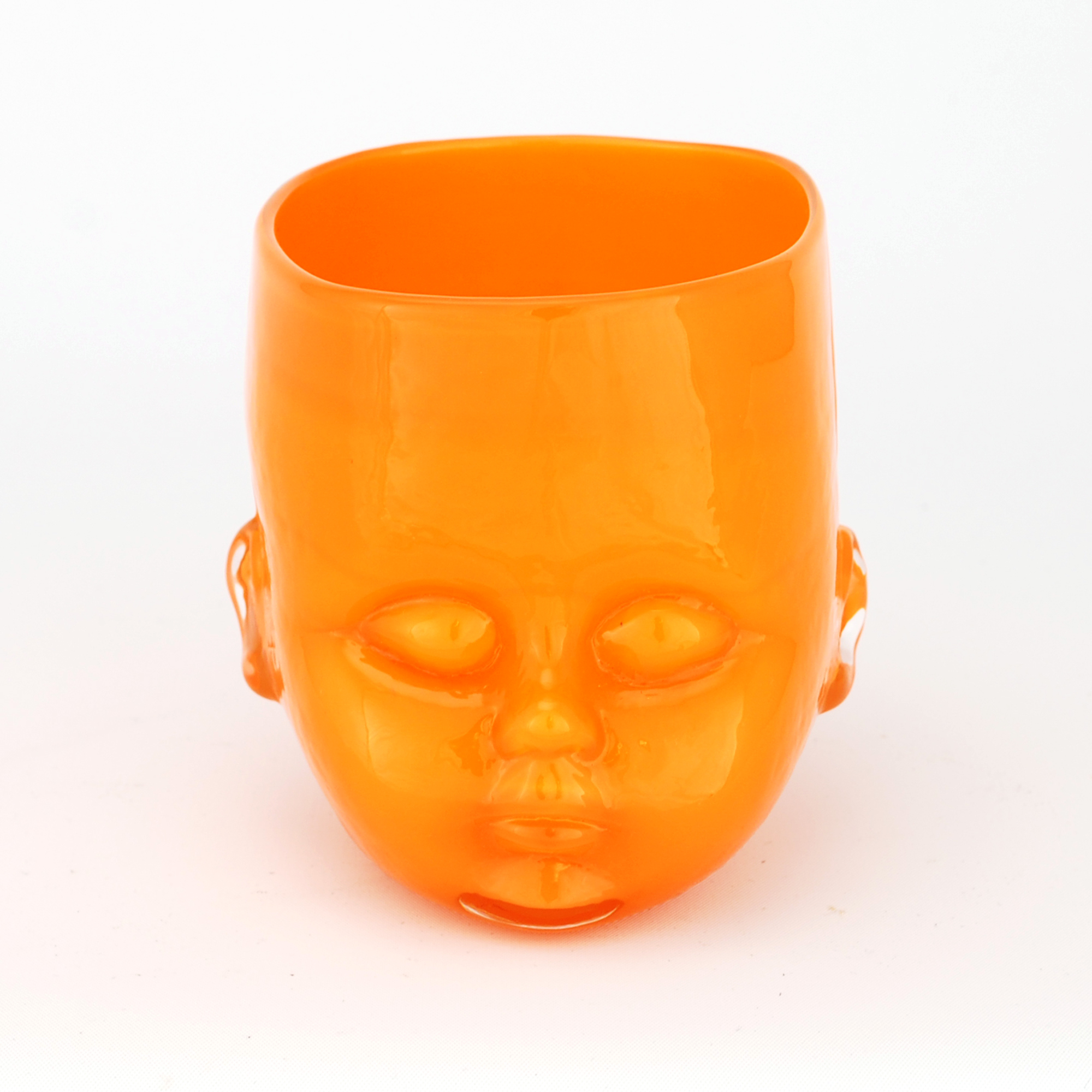 Orange Glass Baby Head Cup by Oliver Doriss